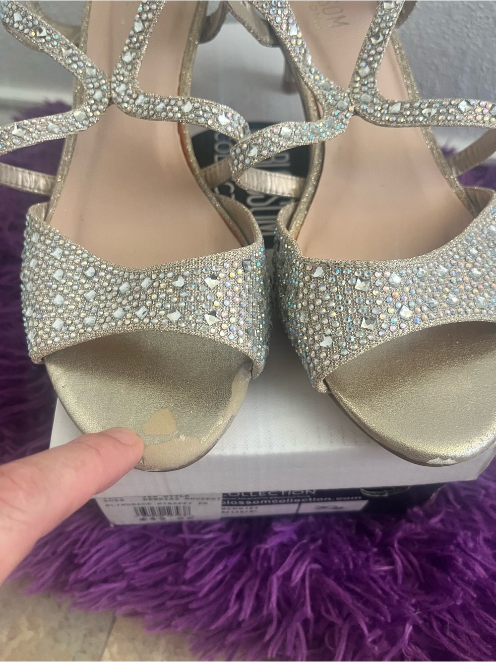 De Blossom Collection Gold Crystal Slingback Kitten Heels - Picture 4 of 7